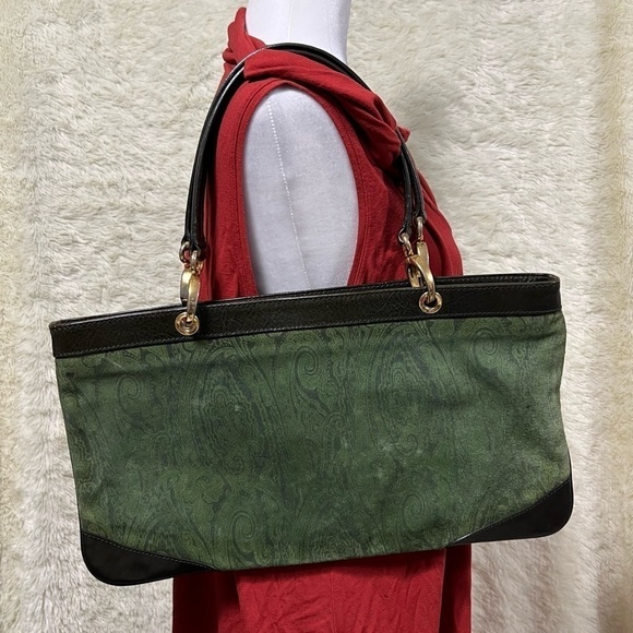 Etro Green Paisley Shoulder Bag - Picture 2 of 16